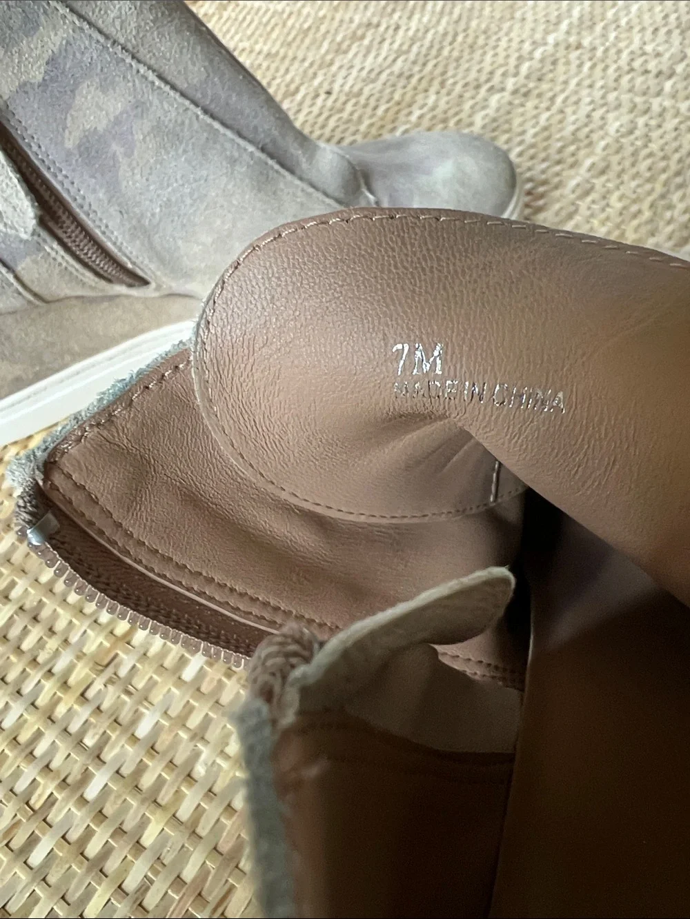 Linea Paolo Felicia Wedge Sneaker Bootie taupe-gray suede camo street neutral 7M